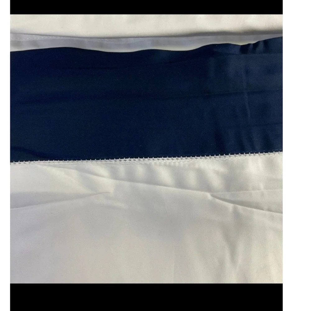 NWT Ralph Lauren Organic Sateen Border King Flat Sheet‎ 624 TC Navy White $215